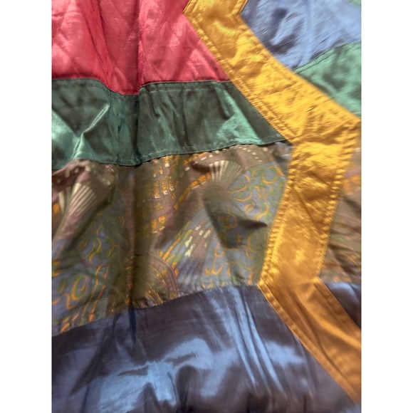 Vintage 80s groovy Bomber Jacket Metallic Teal Pink Gold Women's Size Large - Picture 8 of 12